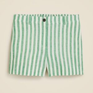 3” j crew harbor shorts in Green and White Striped linen Shorts